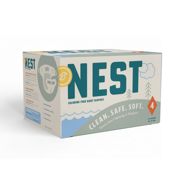 Nest Diapers packaging shown in sizes 1 through 6